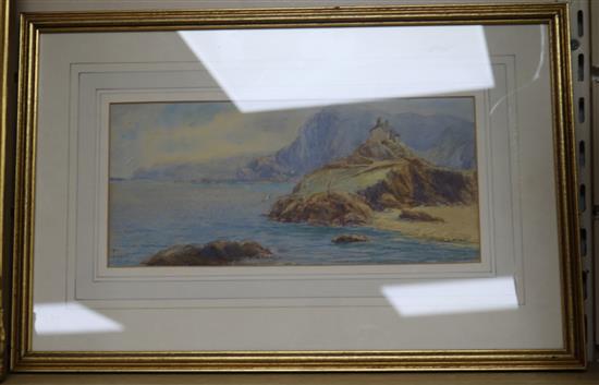 Three Victorian watercolours of landscapes/seascapes largest 37 x 25cm.